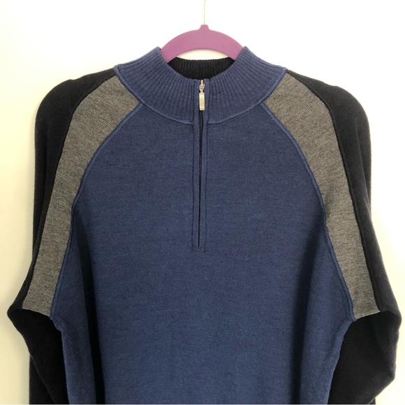 TOMMY BAHAMA 18 Golf Men 1/4 Zip Long Sleeve Pullover Knit Sweater M Merino Wool - Picture 2 of 10
